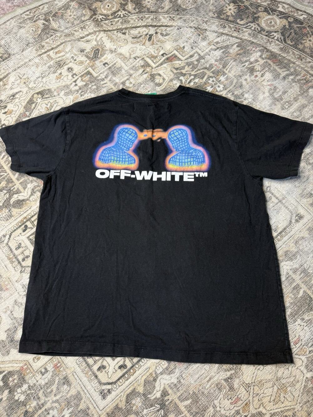 Mens Off White Main Label Black Cotton Thermo Man Graphic T Shirt Size S